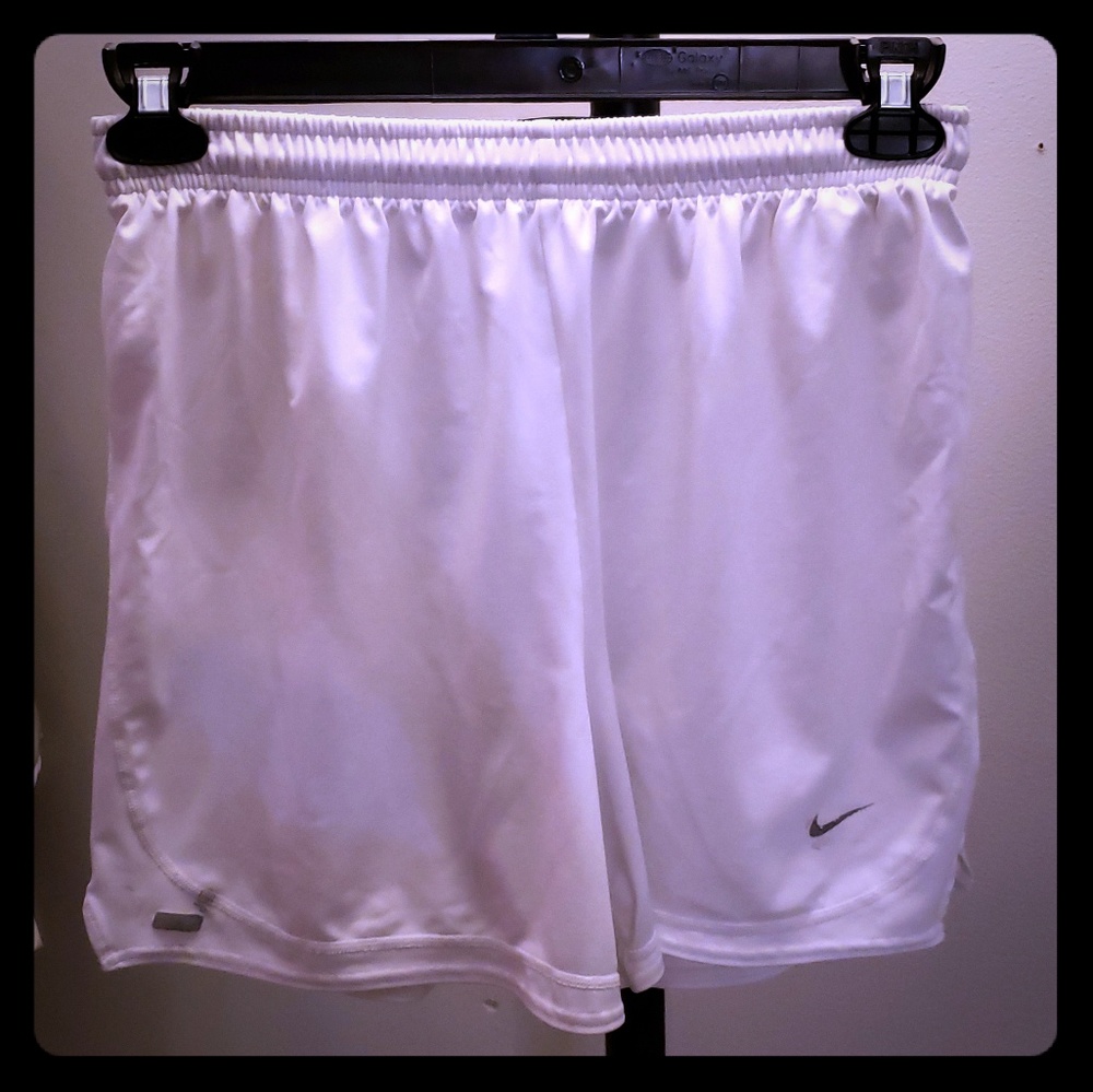 White Nike soccer shorts